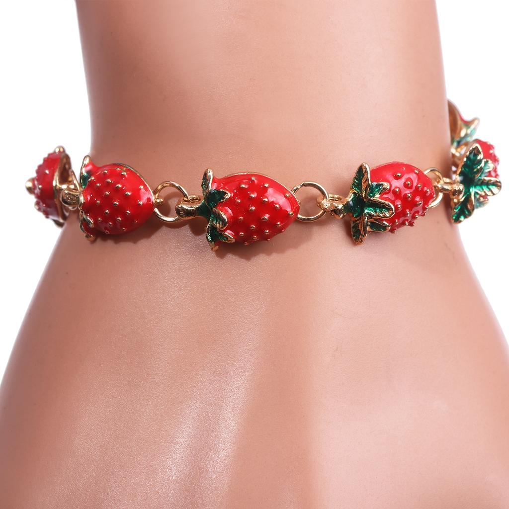 Braccialetto Creativo alla Fragola Bracciale Frutta Carino per Gioielli da Donna Regalo