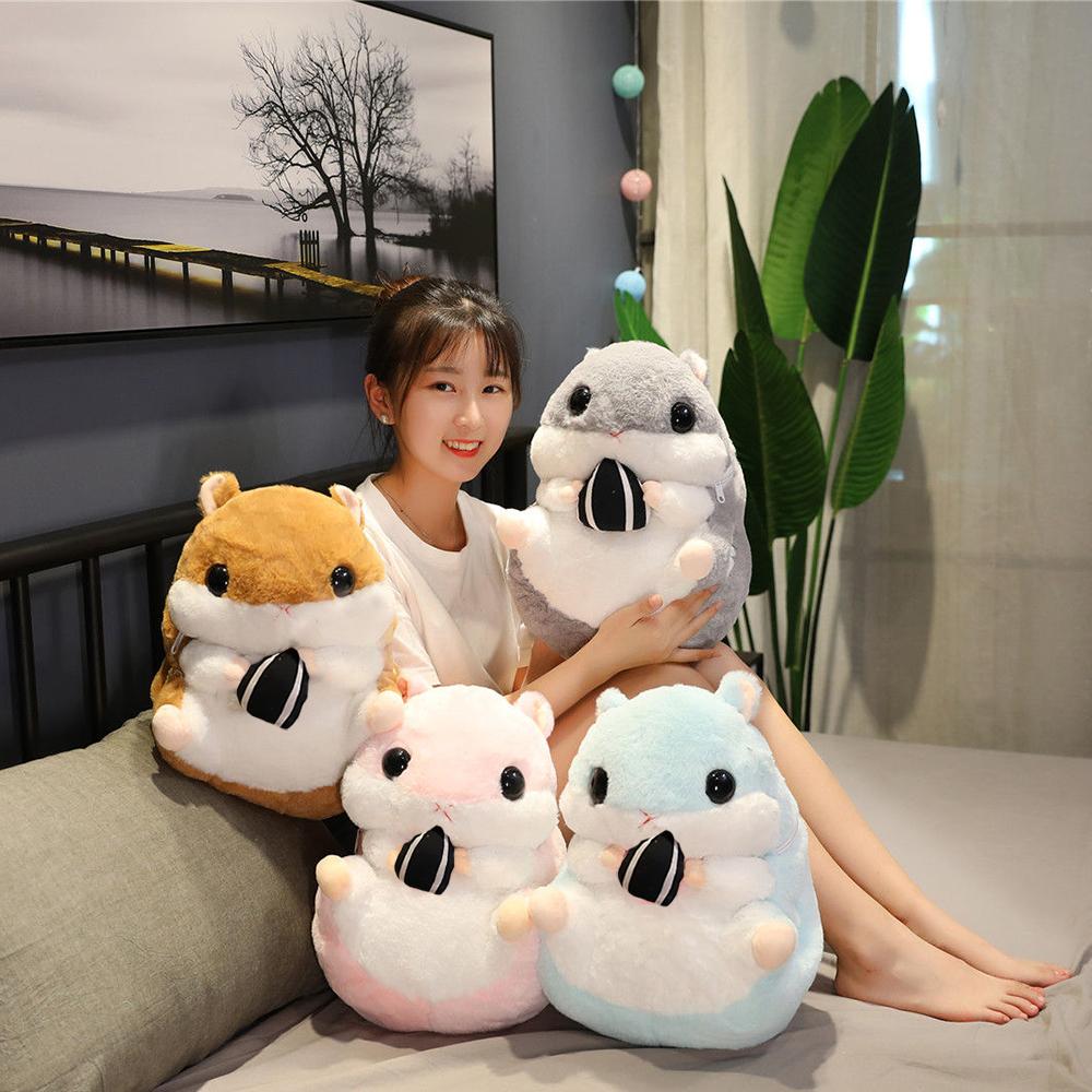 Peluche Criceto Carino 3 in 1 Multifunzione Criceto Scaldamani Con Coperta Giocattolo Cuscino Criceto Giocattoli per Bambini Regalo di Compleanno per Bambino