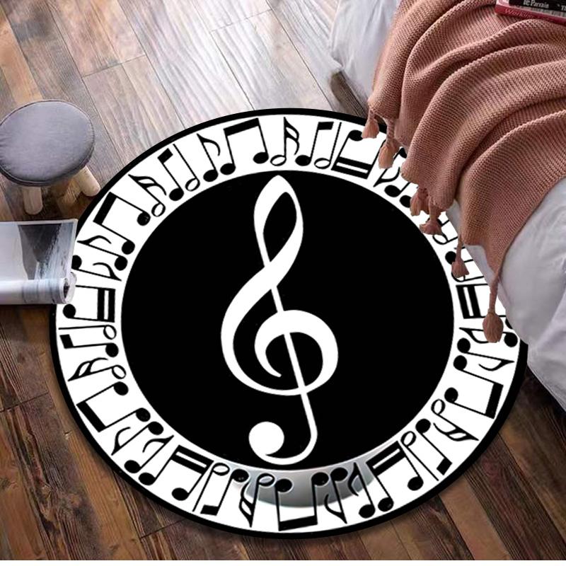 1Pc Staff music Circular Print Rug - home decoration Carpet For Living Room Bedroom Flooring Computer Chair Area Rug