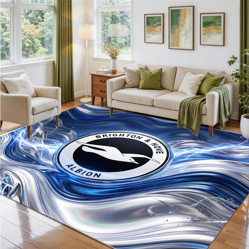 Brighton & Hove Albion Football Design Crystal Velvet Rug Soft Decorative Mat for Bedroom Entrance