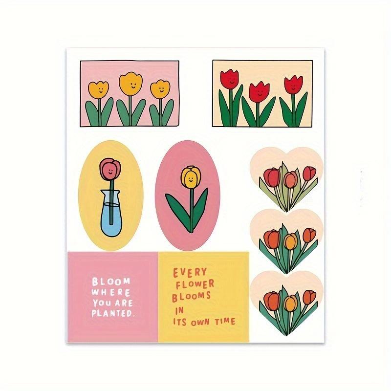 

Tulip Stickers Aesthetic Tulip Stickers For Journal, Cartoon Flowers Vinyl Waterproof Decals For Water Bottle Laptop Scrapbook