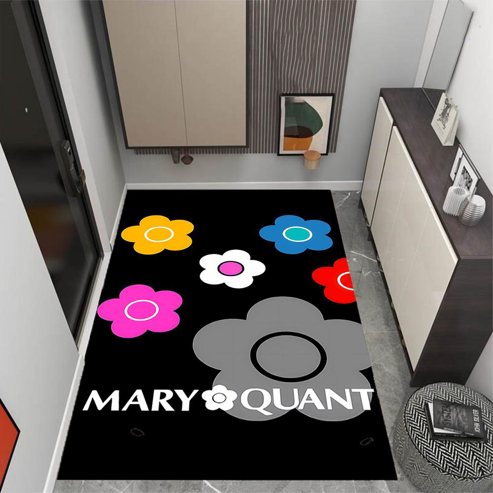 Mary Quant logo Themed Anti-Slip Rugs - Polyester Home Decor, Suitable for Bedrooms, Living Rooms, Doorways, Studios, and Decorations