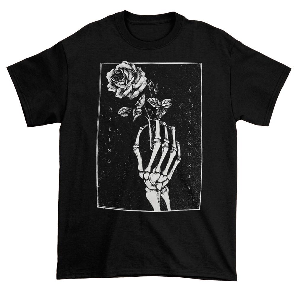 Asking Alexandria Men#039s Skeleton Rose Tshirt Unisex T-Shirt XL