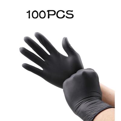 100 Stück/Box Schwarze Einweg-Latexhandschuhe Ölbeständige Nitrilhandschuhe für Arbeit Küche Haushalt Geschirrspülen Gartenreinigung