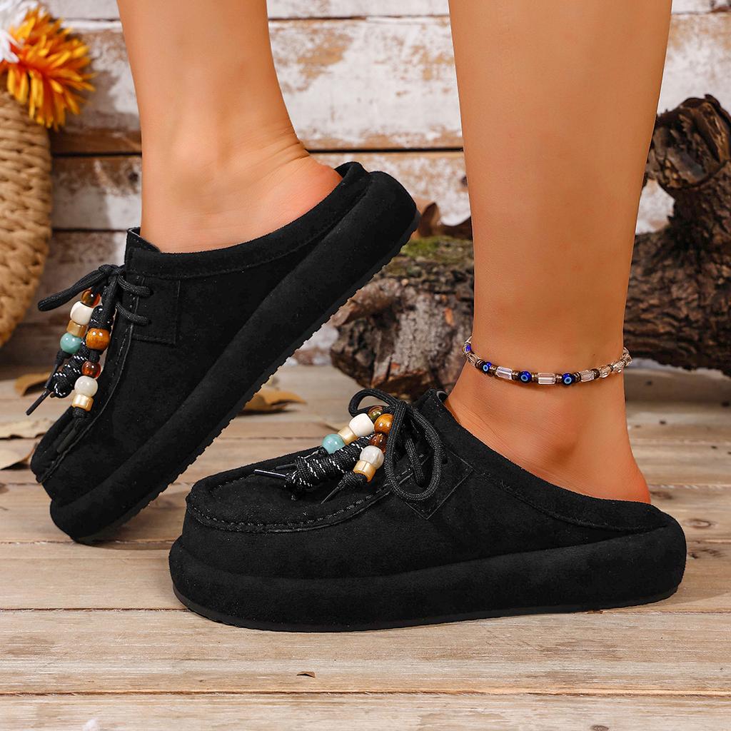 Women Sneakers Outdoor Leisure Vacation Shoes Designer Flat Spring Sneakers Women Closed Toe Thick Soled Half Slippers Women