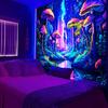 Ciupercă misterioasă Plante de pădure Tapiserie fluorescentă cu lumină neagră Tapiserie de perete Tapiserie Monstru Agatator pentru dormitor, living