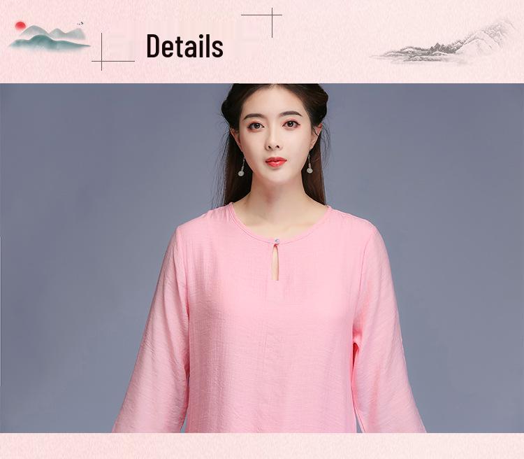 Spring/Summer Fairy Zen Suit: Women's Chinese-Style Cotton Linen Tai Chi & Dance Set