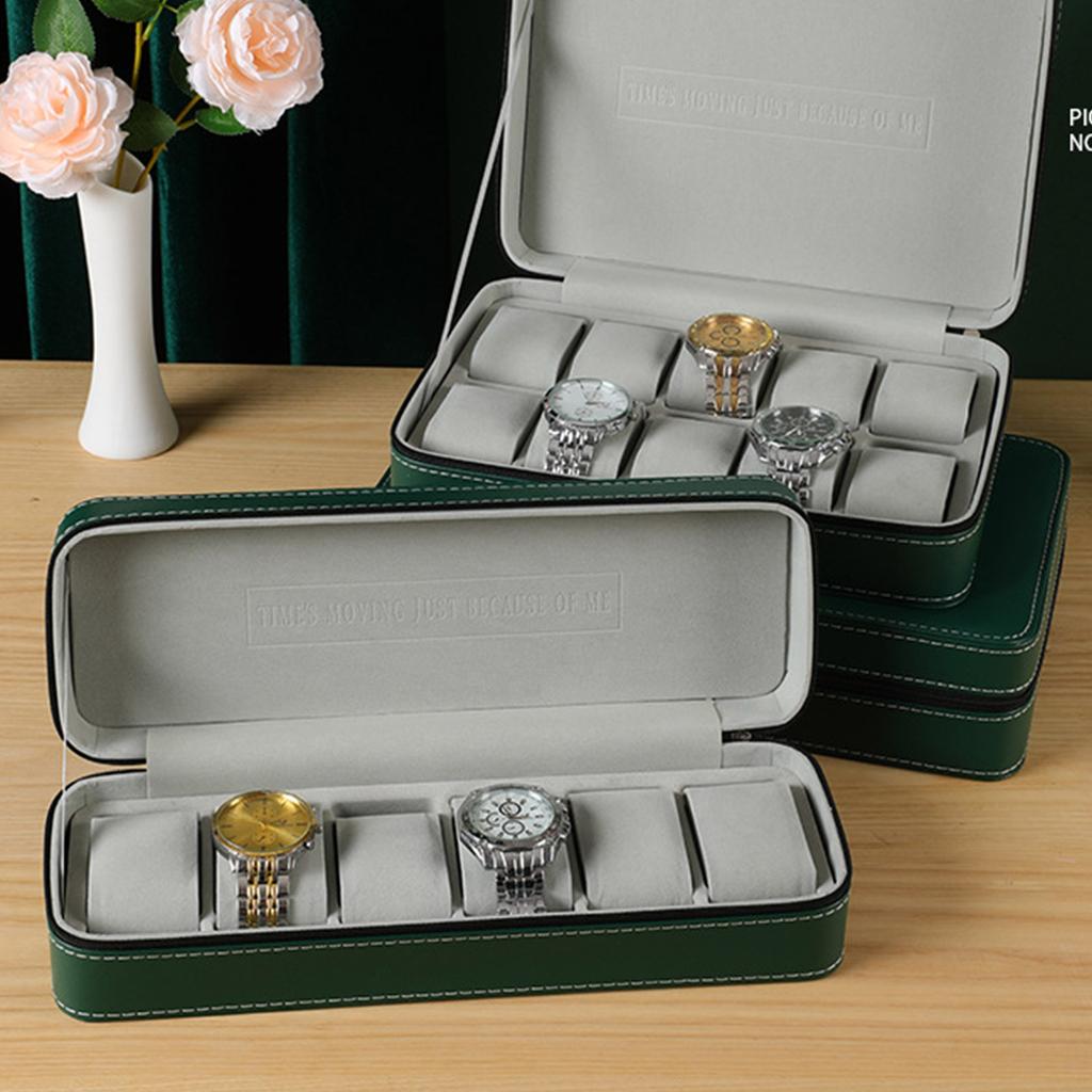 PU-Leder Reißverschlusstasche Uhr Schmuck Kollektion Aufbewahrungsbox Uhr Geschenk Organizer Schmuck Vitrine für Männer und Frauen