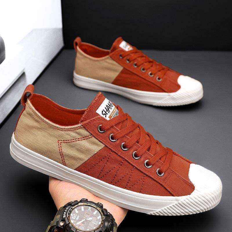 Summer Men Canvas Shoes Breathable Casual Low-Top Sneakers Soft Sole Flat Shoes Trendy Sports Footwear for Teens Boys
