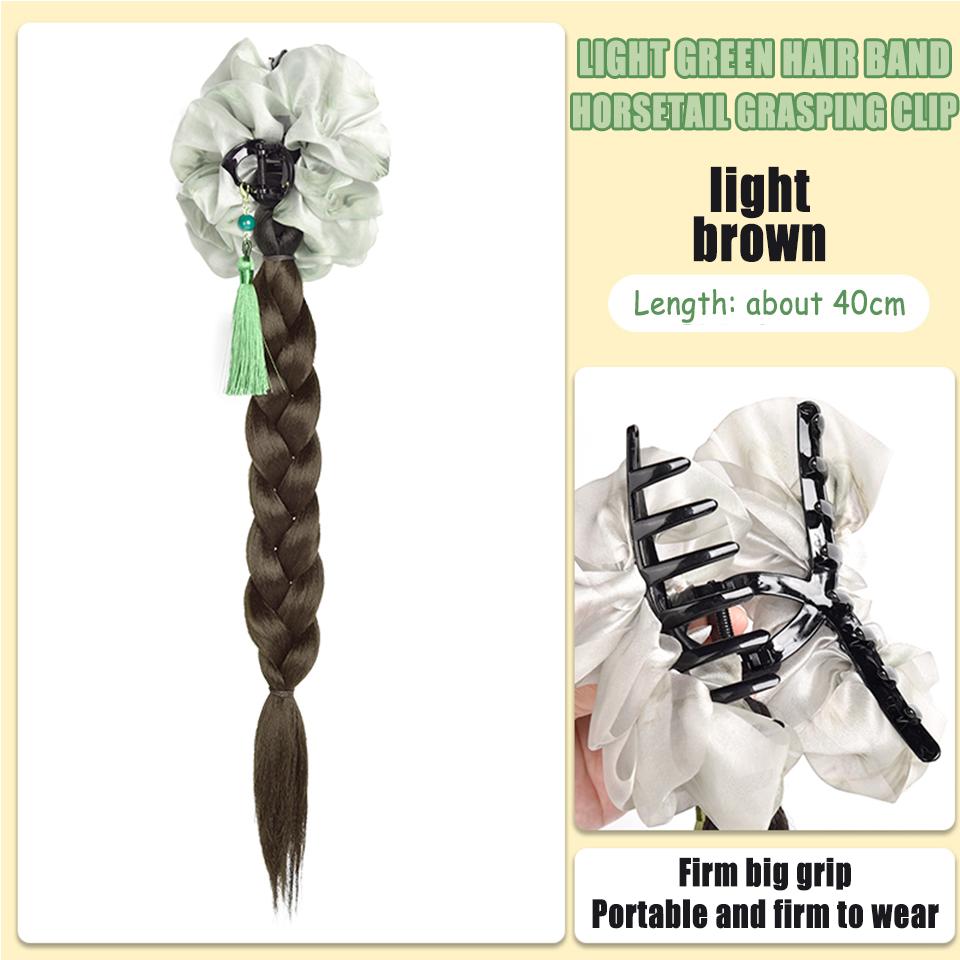 Ponytail Synthetic Wig Rose Feather Grip Female Twist Boxing Braid Feather Rose Grip Low Side Ponytail