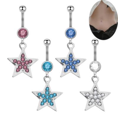 Tıbbi Sınıf Paslanmaz Çelik Yıldız Pırlantalı Göbek Piercingi