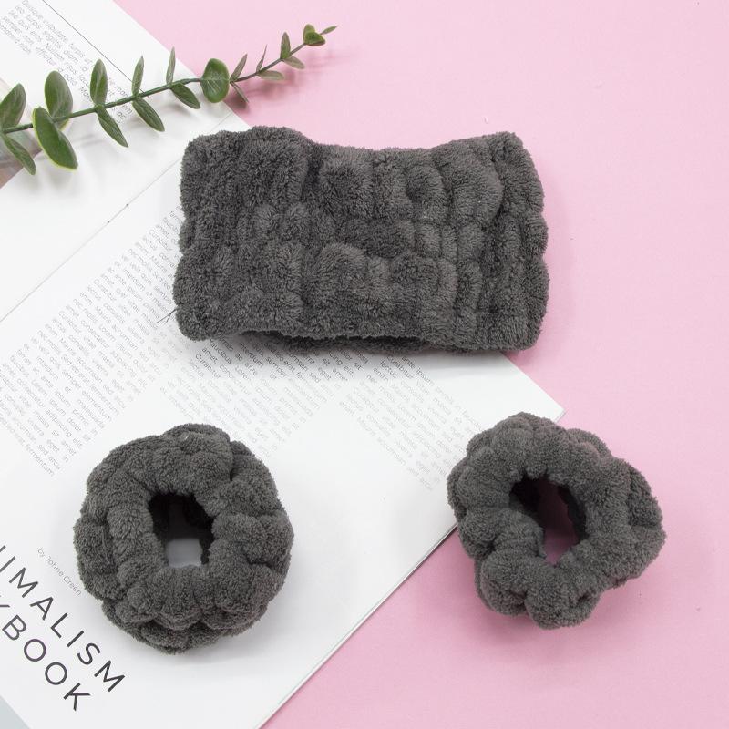 3 шт./комплект Женские коралловые флисовые повязки на голову Манжеты Водонепроницаемые повязки Впитывающие браслеты на запястье Повязки для умывания лица Повязка на голову Аксессуары для волос