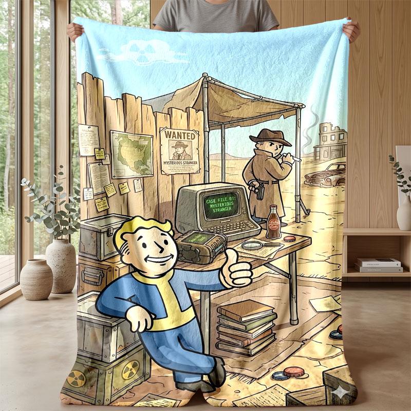 Soft Flannel Blanket Lightweight Cozy Bedroom Living Room CoverFallout Vault Boy