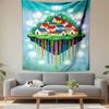 Fantasy Wall Tapestry Whimsical Floating Island Village Colorful Houses Glowing Dandelions Hanging Vines Dreamy Art Decor for Kids Room Nursery