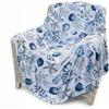 Coastal Starfish Seashell Coral Flannel Throw Blanket, Blue Ocean Nautical Print Soft Warm Lightweight Blanket for Sofa Bed Beach Home Decor Gift