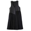 Niche Design Irregular Splicing V-neck Fashion Temperament Versatile Sleeveless Dresses