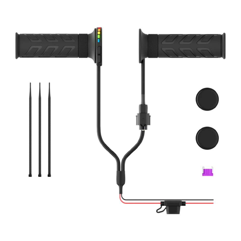 

Universal Motorcycle Heated Handlebars Electric Bike Heated Grips Memory Function 5 Level Adjustment Overheat Easy Installation чорний