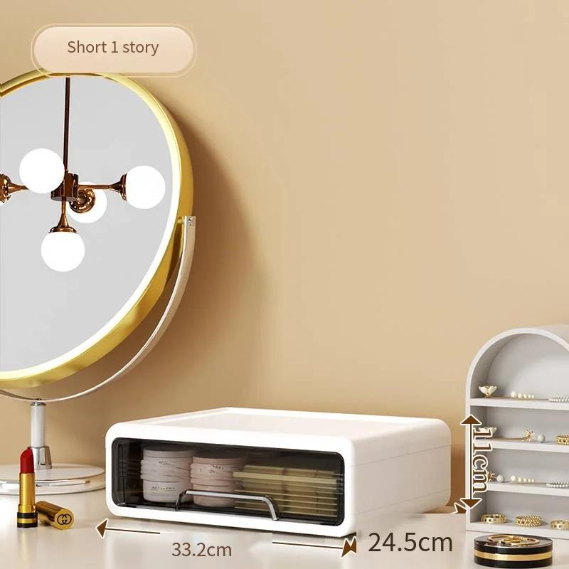 

Cosmetics storage box Desktop high-end dressing table Lipstick Eyebrow pencil organizer Large capacity skin care shelf