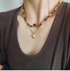 Melad Coffee Colored Tiger Eye Stone Bead Necklace, Niche Retro Collarbone Chain, Personalized and Fashionable Design Accessory