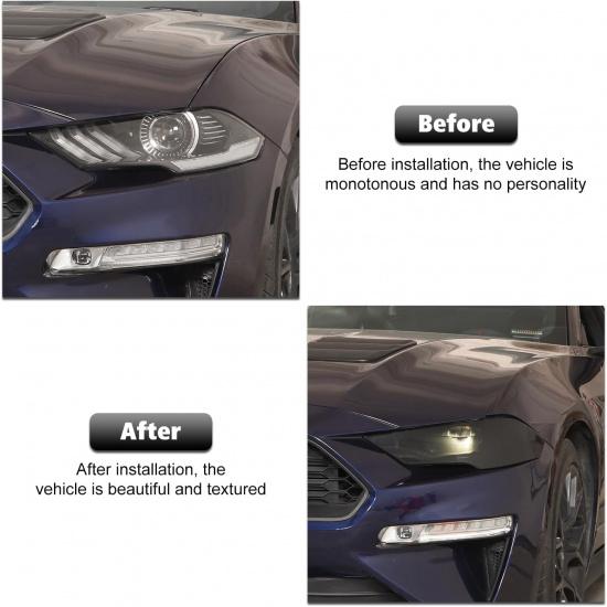 

RT-TCZ Smoked Black Front Headlights Lamp Cover Guard Trim Decoration Exterior Accessories for Ford Mustang 2018-2023