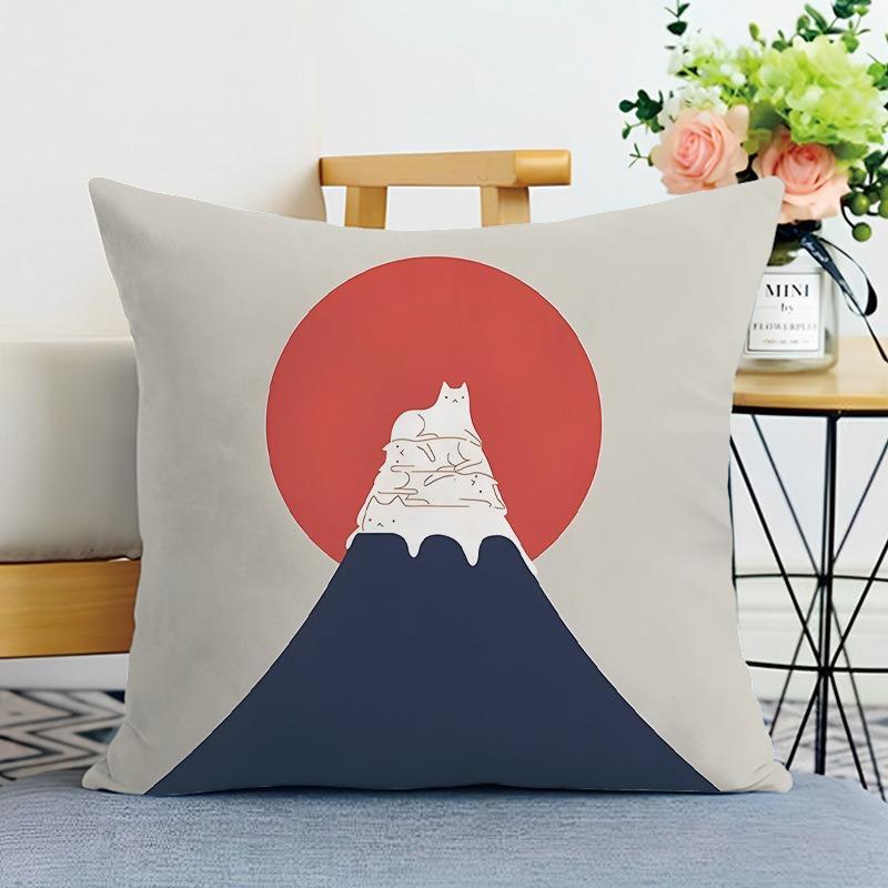 Simple Mountain Print Decorative Pillowcase Bedroom Living Room Square Cushion Pillowcase