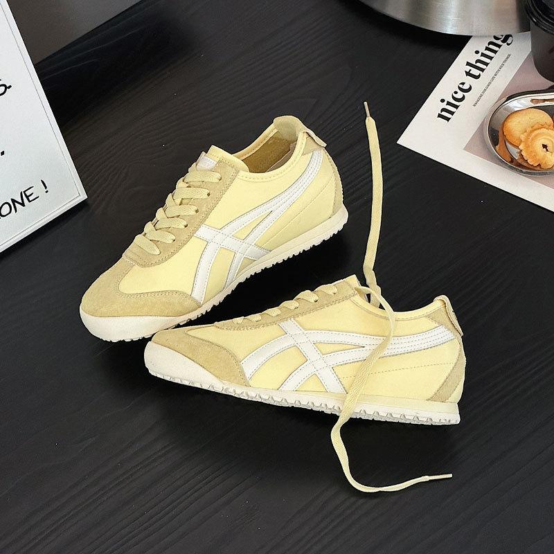 Retro leather inner height increase German training shoes women's spring new American versatile color matching sports Forrest Gump casual shoes