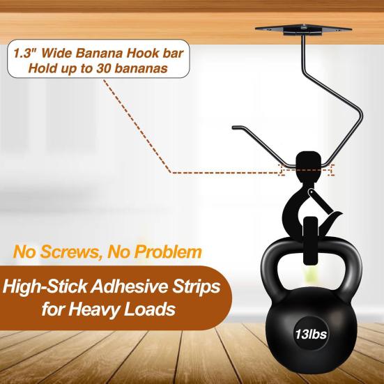 Banana Hook Strong Load-bearing Easy to Install Multi-purpose Under-Cabinet Banana Hanger Utensil Storage Hook