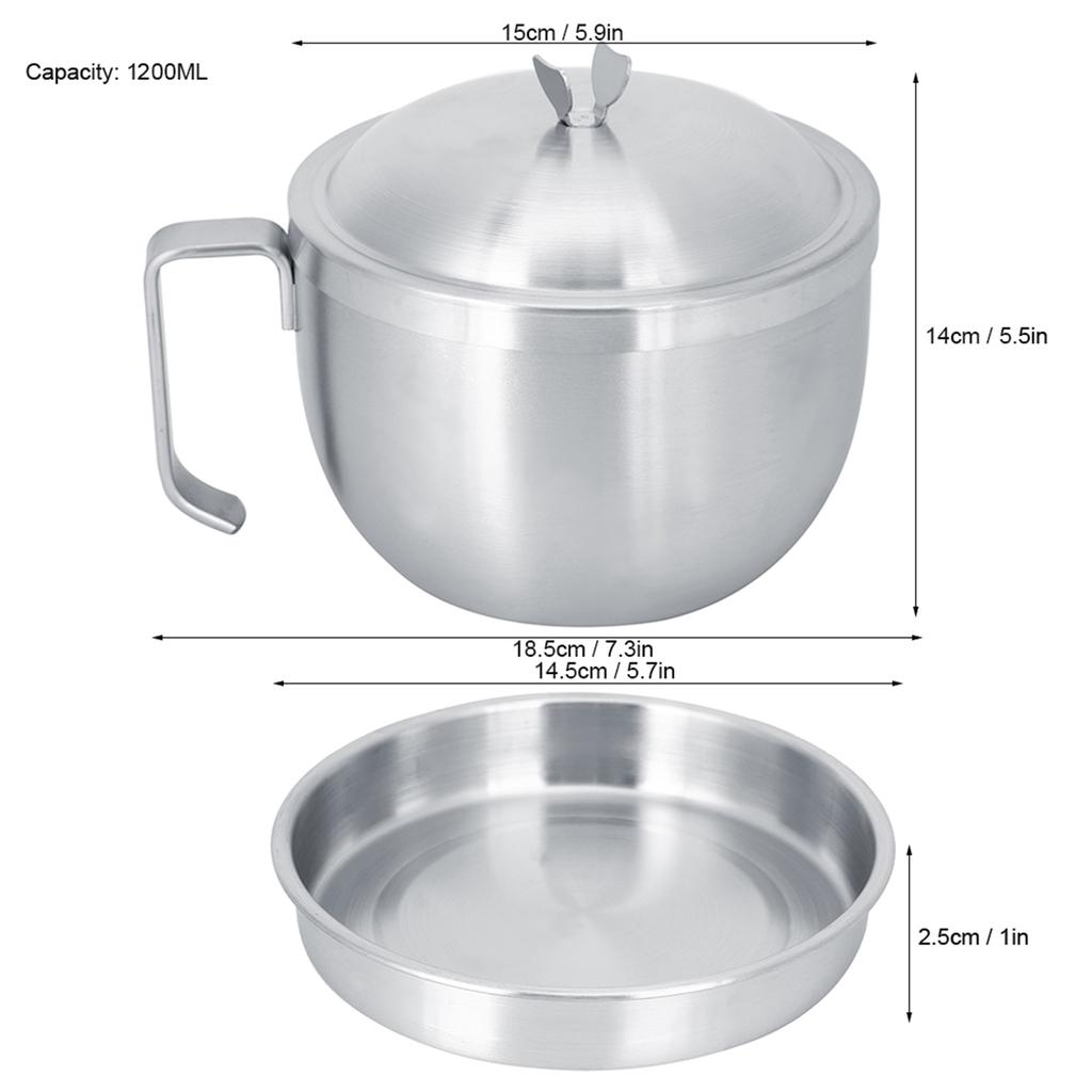 304 Stainless Steel Bowl Soup Bowl 304 Stainless Steel Noodle Bowl Double‑ Layer Insulated Large Capacity Soup Bowls 1000ml