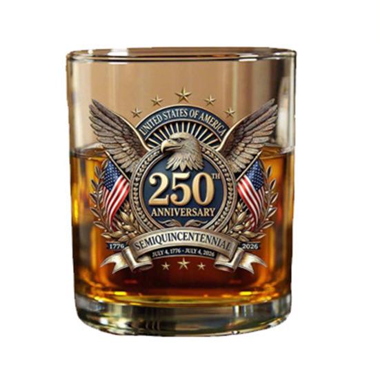 America 250th Anniversary Glass We The People Whiskey Glass Liquor Bourbon Cocktail Glass Patriotic Gift for Father's Day or Veterans