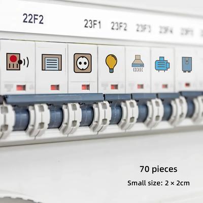 70 Stück/Set Elektrische Schalttafel Etikettenaufkleber | Weißer Stromverteilerkasten Elektrische Schalttafel Leistungsschalter Erinnerungsaufkleber Praktisch