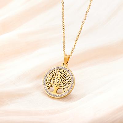 Stainless Steel Peace Tree  Jewelry Sweater Necklace Plant Pendant Necklace