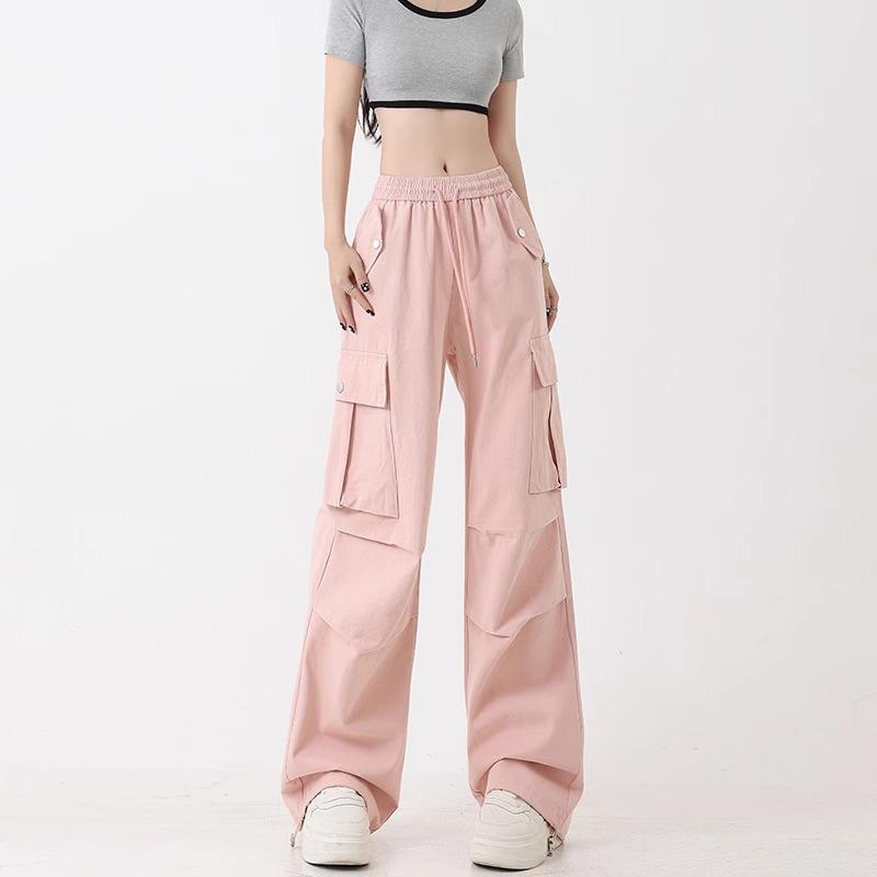 

Рабочие брюки в стиле ретро для женщин на весну и осень, новые повседневные брюки с высокой талией, прямые, на завязках, широкие, длинные брюки 5XL