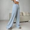 Women Casual Loose Striped Pants Drawstring Pants