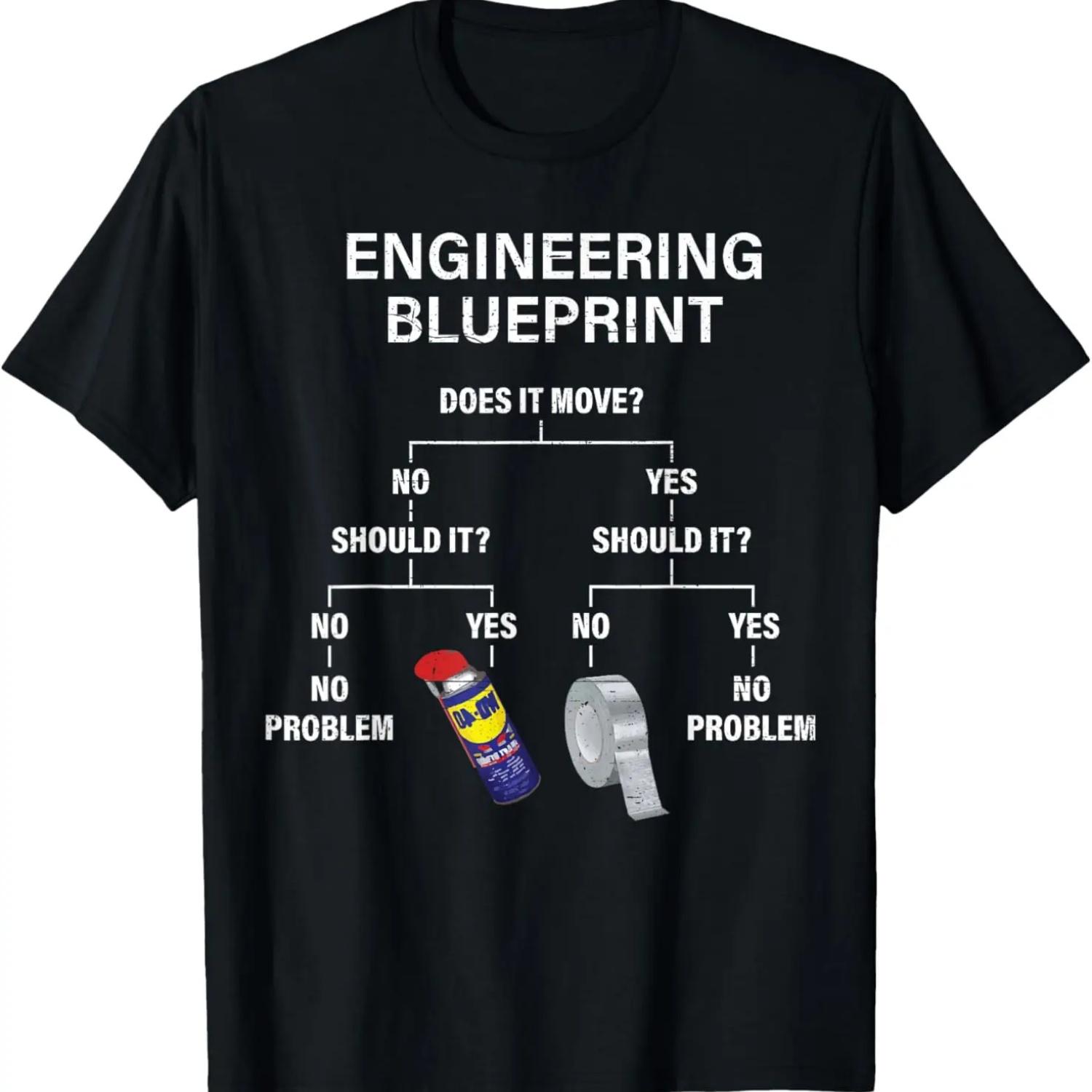 My Engineering Blueprint - Funny Engineer T-Shirt T-Shirt S чёрный