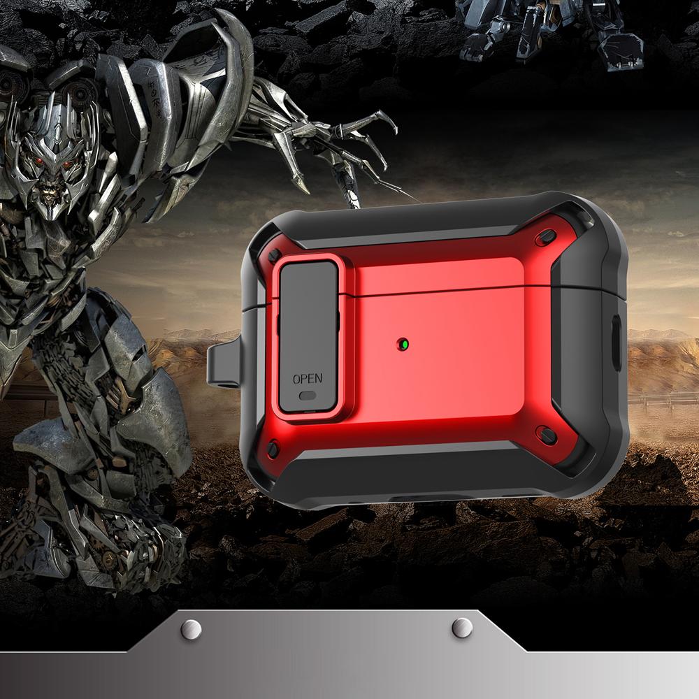 KEYSION Pouzdro na Bluetooth sluchátka pro AirPods Pro 3 Měkký silikon+PC Nárazuvzdorný zadní kryt se zámkem spínače Horolezecká karabina