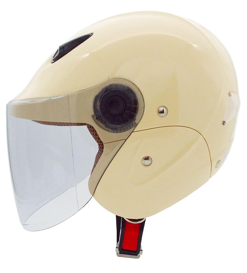 TNK Industries Speed Pit Free 51374 WL-303 Semi-Jet Helmet, Ivory, Ladies' (Under 57-58cm),