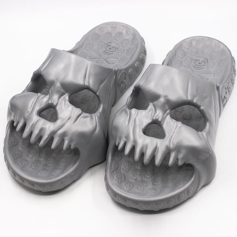 Fashion New Personalized Skull Design Slippers for Men 2024 Summer Fun Novelty Slides Thick Sole Platform Beach Non-slip Women Sandals