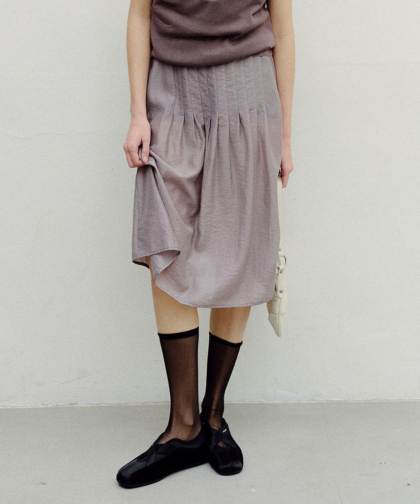 Enor Sheer Tencel Midi Skirt - Gray