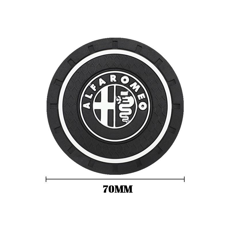 Keychain Silicone Car Coaster Auto Anti-slip Pad Water Cup Slot Mat For Alfa Romeo 4C 159 166 Spider Giulia 156 Mito 147 Volante