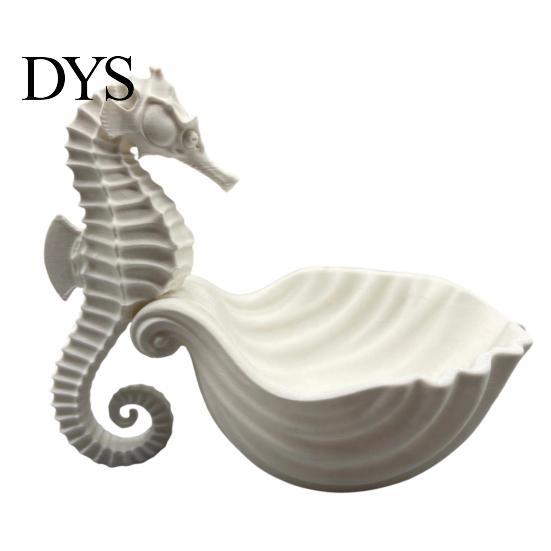 Ocean Theme Desktop Decor 3D Printed Seahorse Shell Jewelry Tray for Rings Necklaces Bracelets, Compact Vanity Organizer Style Organizer, Decorative
