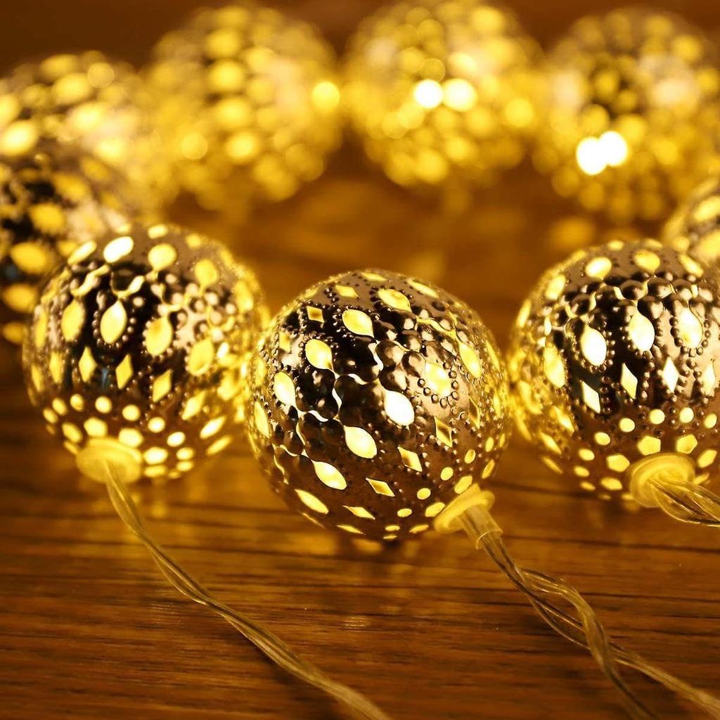Metal Ball Light for Decoration - 3.8 Meter, Moroccan Ball Light, Led Light for Home Decoration, String Light for Decoration