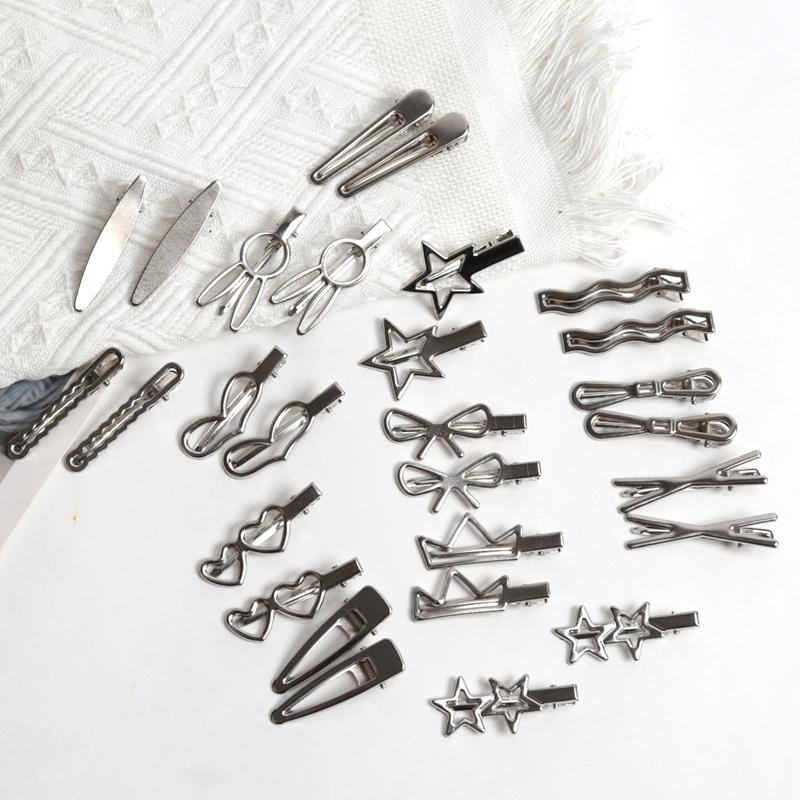 

28Pcs/Set Y2K Silver Color Hairpins for Women Girls Star Hair Clip Multiple Styles Seamless Duckbill Clip Girls Hair Accessoires