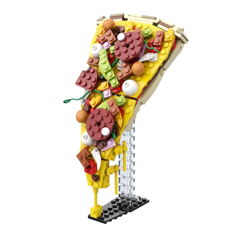 MOC Pizza Slice Building Blocks Model 221PCS Creative DIY Food Bricks Decoration for Restaurant Kids Toys Birthday Present