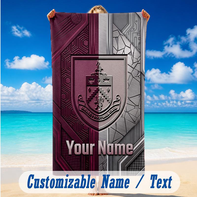 Beach Towel Custom Name Text, Quick Dry Large Towel For Beach HomeBurnley Football