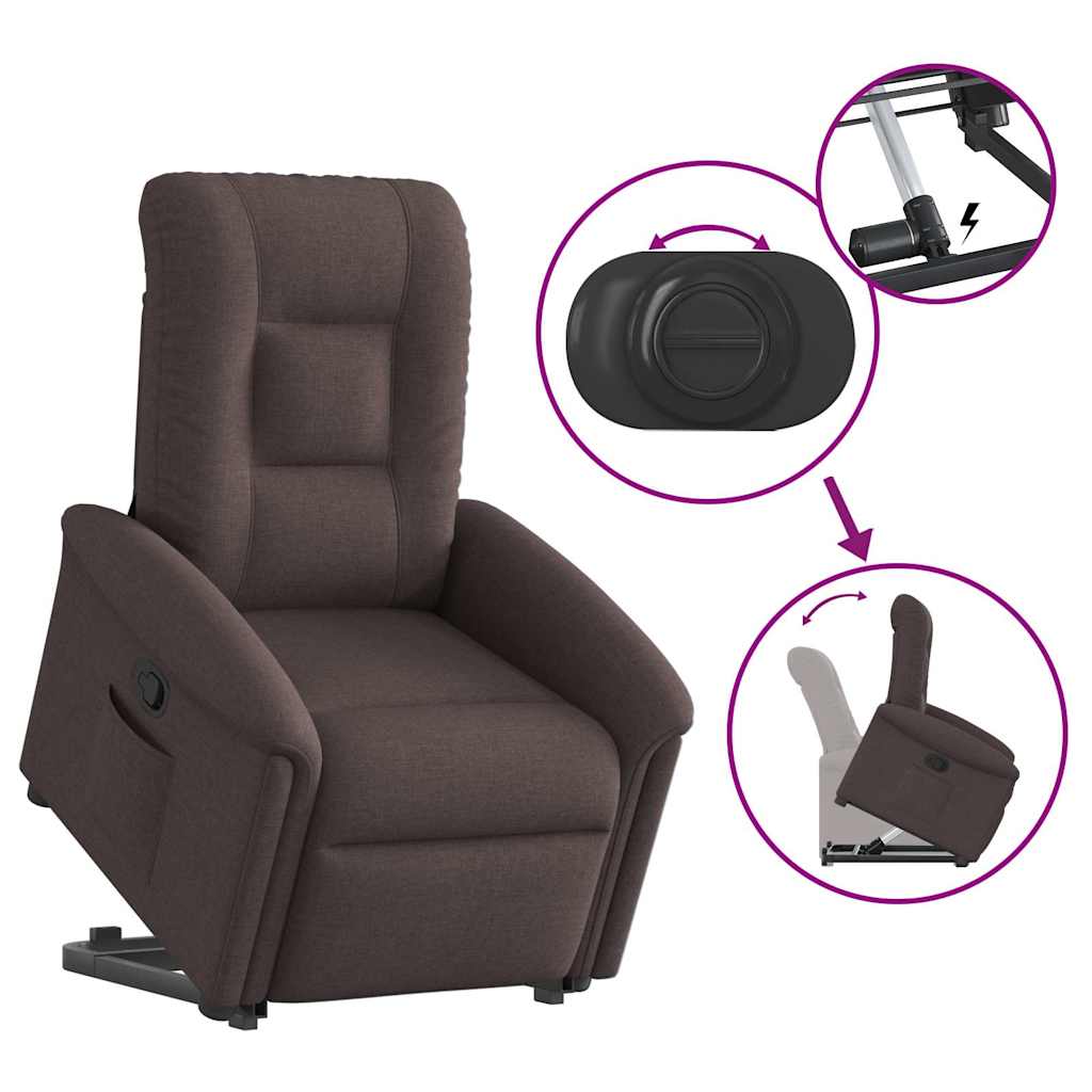 Relax Chair with Rising Function by Dark Brown Fabric