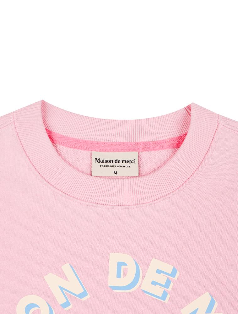 LA MAISON STUDIO Women'S Cute Bearfriends Embossed Logo Crop Sweatshirt Pink (Fce1Ts308W)