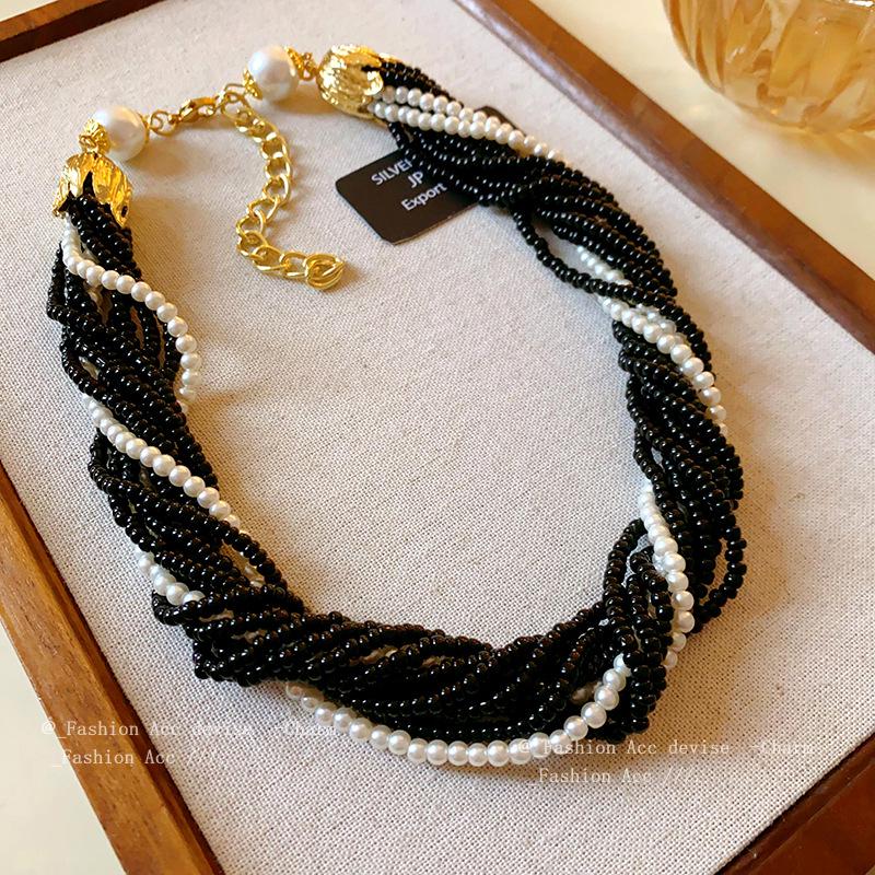 

Bohemian Multilayer Faux Pearl Beaded Choker Necklace for Women