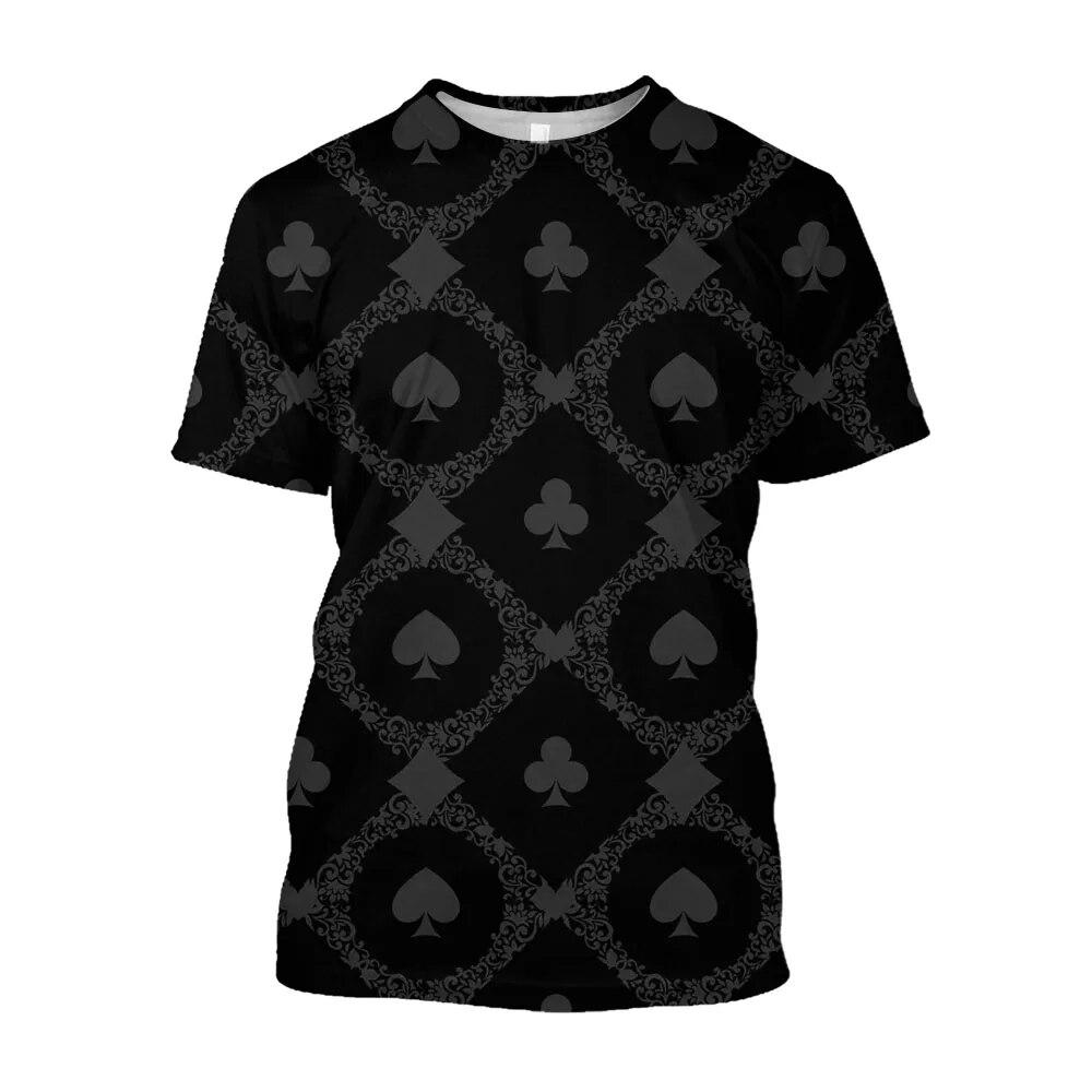 Módní 3D hrací pokerová karta Estetická trička s potiskem Muži Funny Casino Grafika Trička Harajuku Oblečení Topy s krátkým rukávem