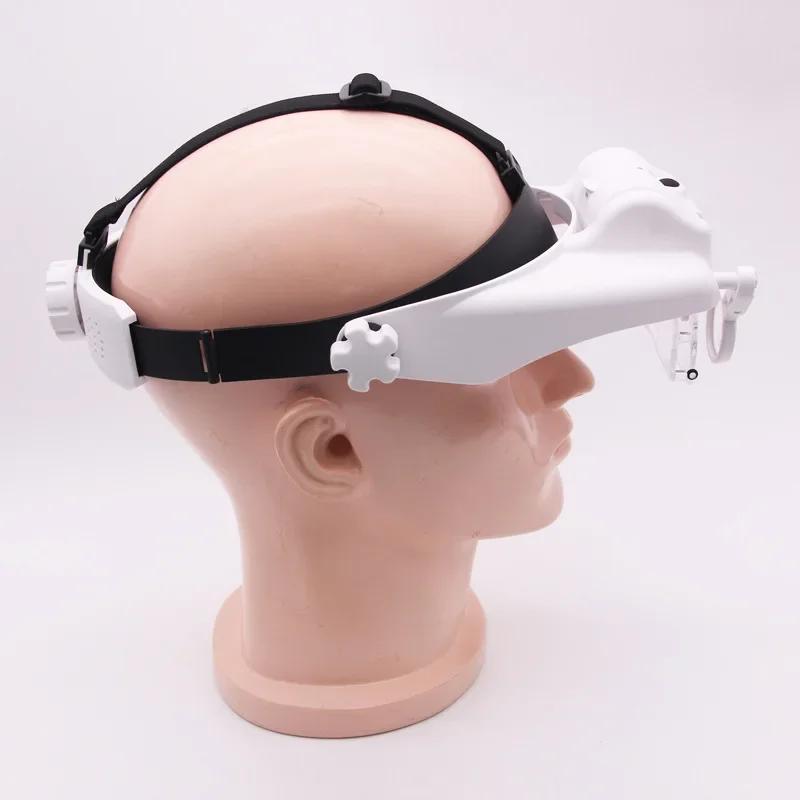 Hands Free Head Mounted Magnifier With Led Light Adjustable Magnification Reading Repair Vision Tool