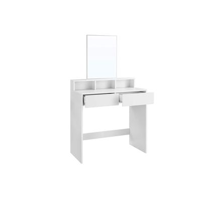 Dressing Table with Large Rectangular Mirror, Makeup Table with 2 Drawers and 3 Open Compartments, Vanity Table, Modern Style, White